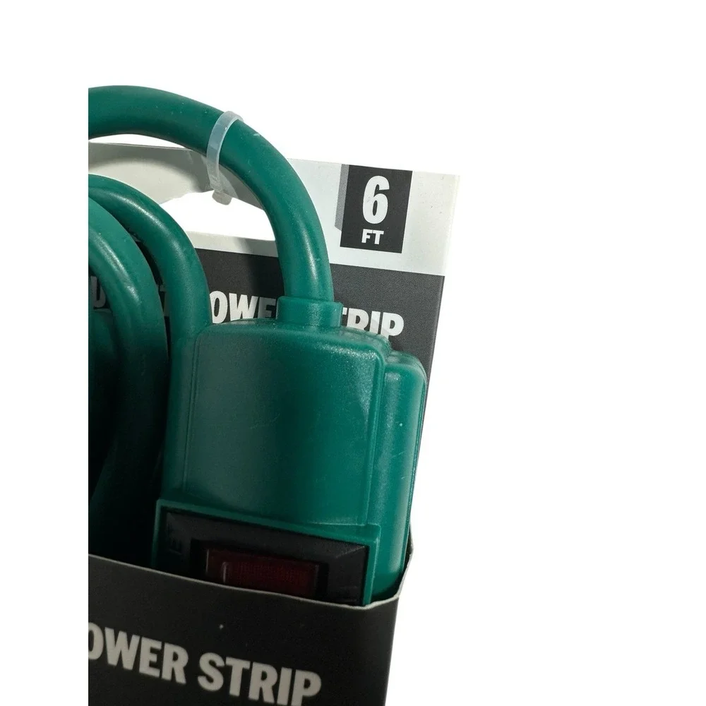 6 foot 4 outlet power strip on/off‎ switch green extension cord